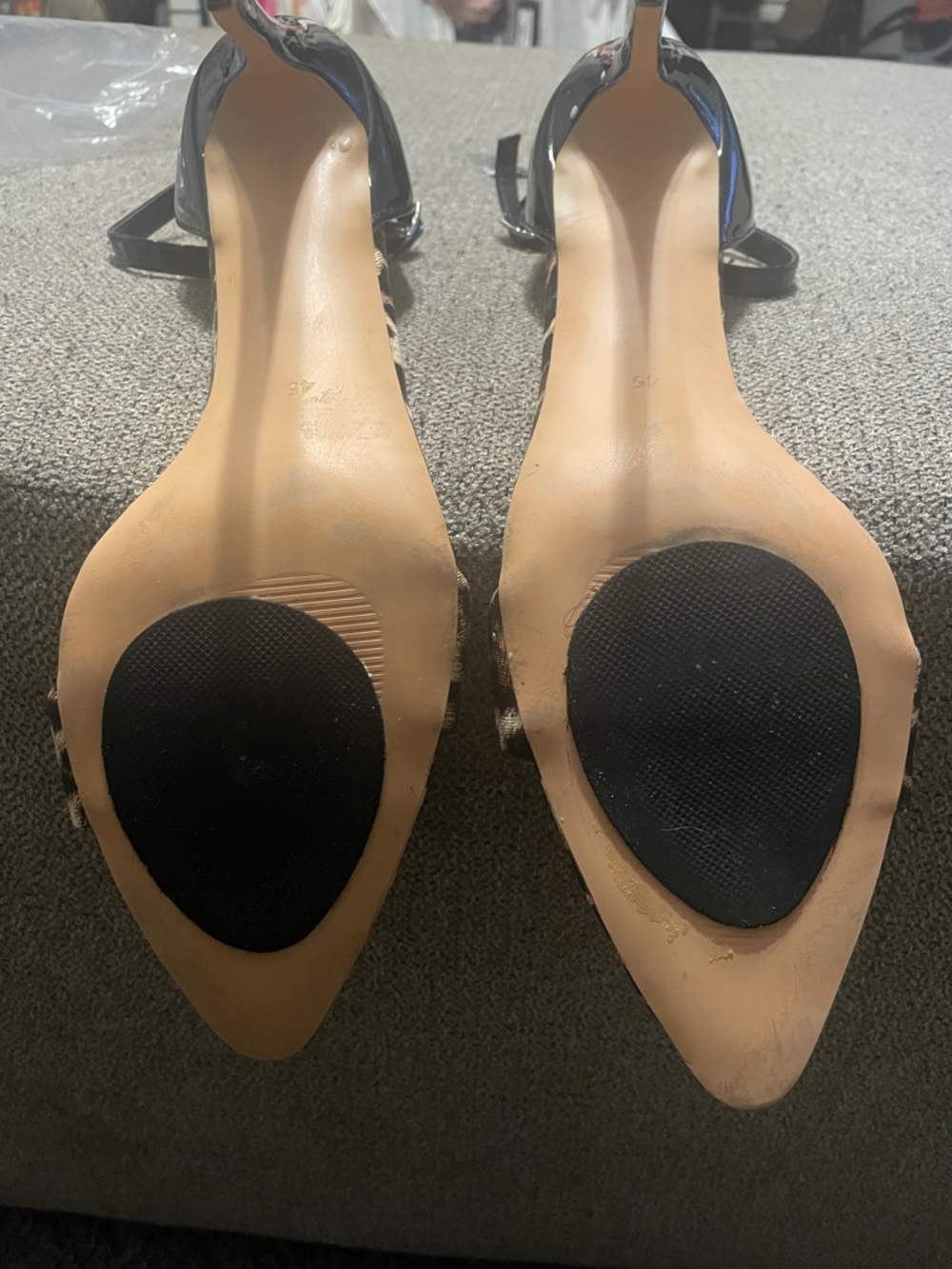 Leopard Print Pointed Toe Ankle Strap Heels - Black/Tan - Picture 7 of 7